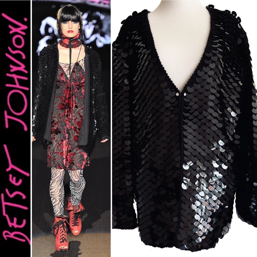 NWOT Betsey Johnson F/W Runway Payette Sequins Holiday Cardigan Jacket
